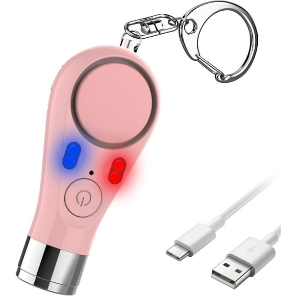 Alarmas personales para mujeres,Alarma de seguridad personal para mujeres,Alarma personal con sirena 135DB,Luces rojas y azules de calentamiento,Botón de emergencia SOS y linterna led estroboscopica,,