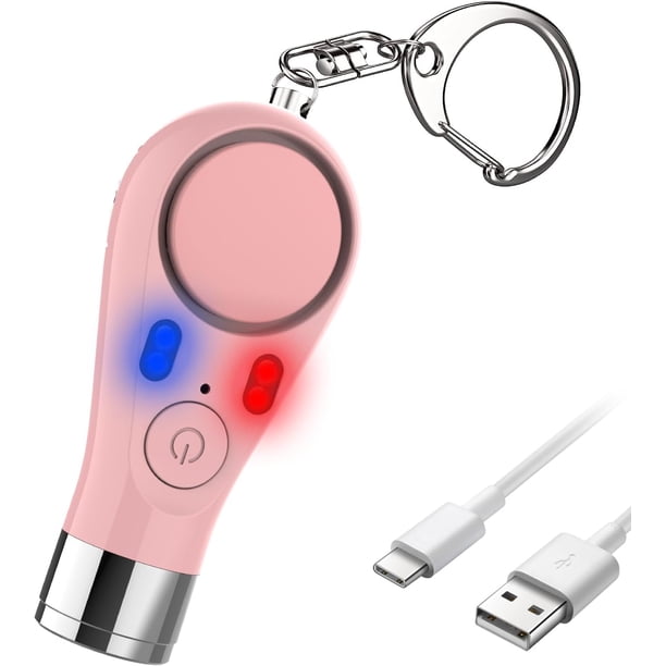 Alarmas personales para mujeres,Alarma de seguridad personal para mujeres,Alarma personal con sirena 135DB,Luces rojas y azules de calentamiento,Botón de emergencia SOS y linterna led estroboscopica,,
