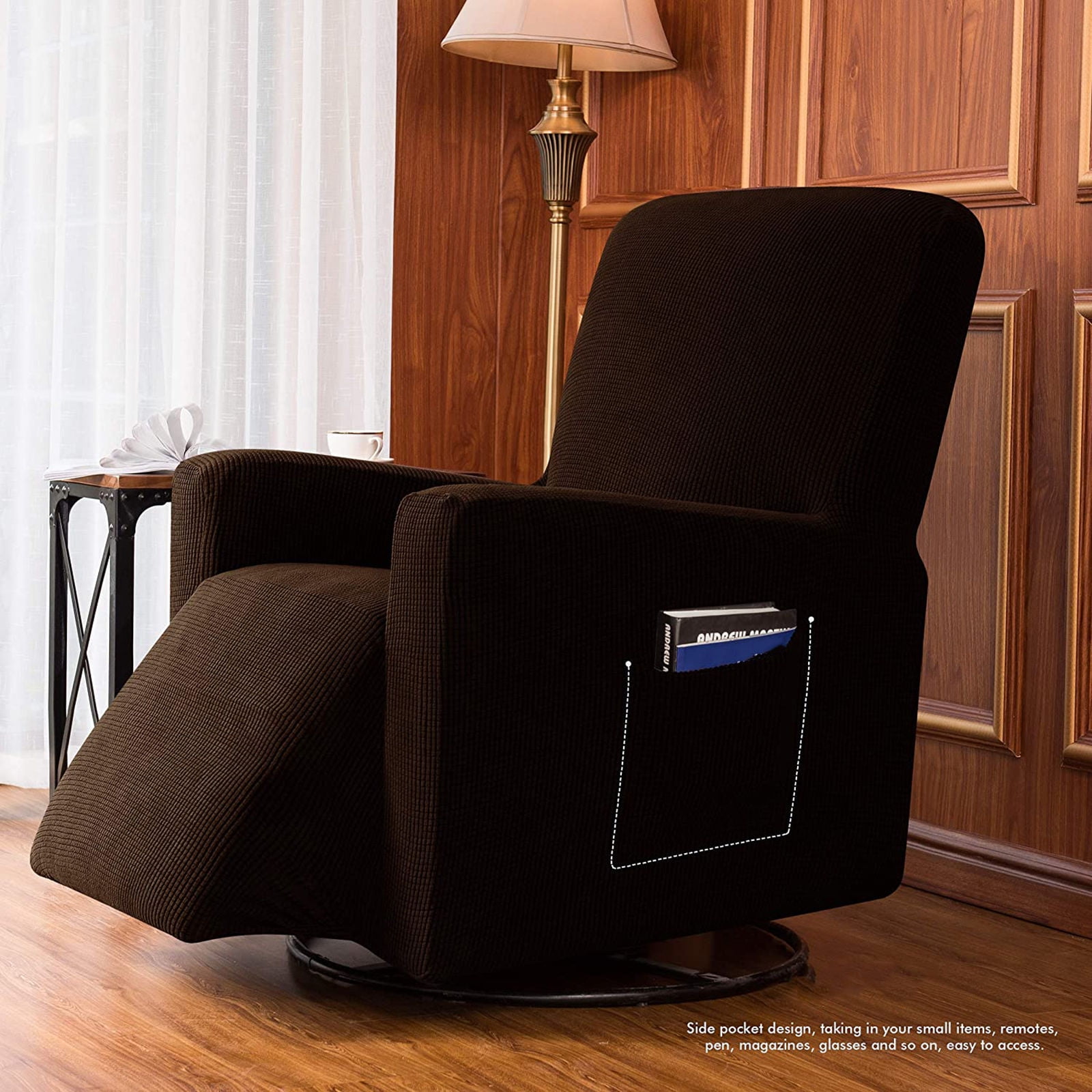 Stretch Recliner Chair Slipcover, 1-Piece Soft Armchair Cover Washable Sofa Cover Non Slip