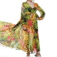 thumbnail image 3 of Boho Maxi Robe à Manches Longues V-Cou Floral en Vrac Tunique Kaftan Robes Femmes Plage Vacances Robe Longueur Robes d'Été Grande Taille, 3 of 5