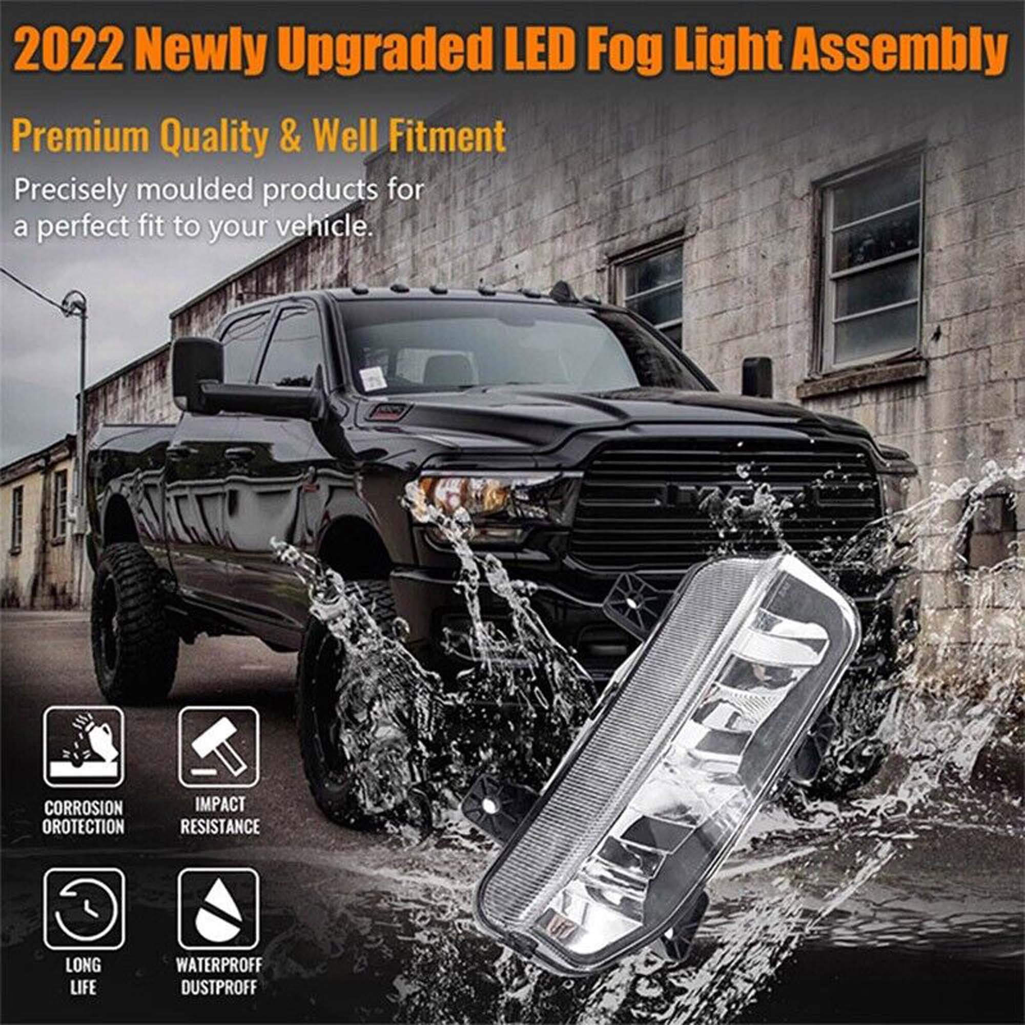 MZORANGE LED Fog Light Lamps Assembly with Bracket Wires Kit For 2020 Ram 2500 Fog Light Kit, Dodge Ram 2500 3500 2019-2024