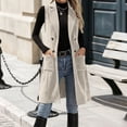 thumbnail image 2 of Enjoytime Long Vest for Women Lapel Button Sleeveless Corduroy Jacket Fall Winter Cozy Trendy Casual Waistcoat with Pockets, 2 of 8
