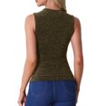 thumbnail image 3 of INSPIRE CHIC Women's Sleeveless Mesh Tops Glitter Party Sparkly Shirt XS Black Gold, 3 of 6