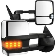 Ledkingdomus Power Heated Tow Mirrors for 07-13 Chevy Silverado 1500 2500HD 3500HD Chromed