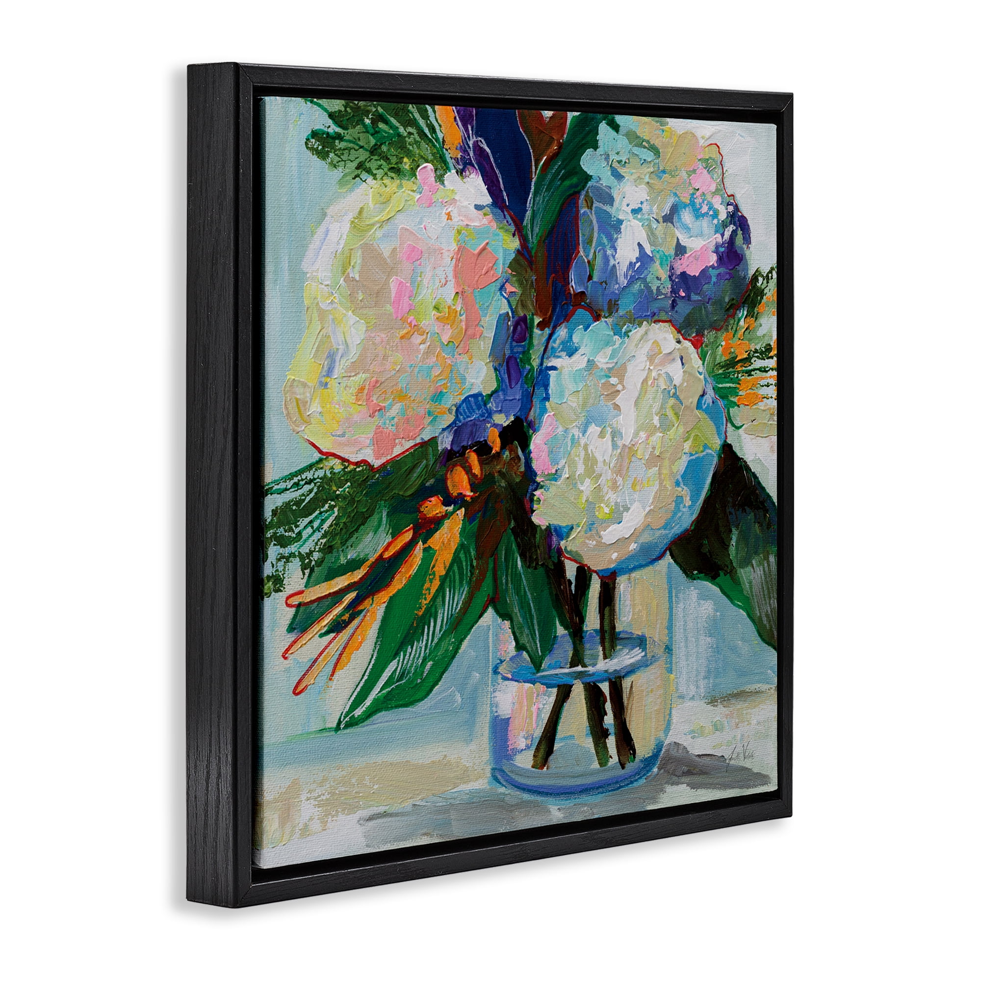 Stupell Industries Bold Summer Blooms Plants & Flowers Painting Black Floater Framed Canvas Art Print Wall Art, 25 x 25