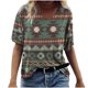 thumbnail image 2 of Puntoco Mujeres Casual Retro Occidental Manga Corta Cuello en V Geometría Estampado Étnico Blusa Camiseta tops Puntoco Puntoco-6651, 2 of 8