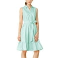thumbnail image 2 of MODA NOVA Junior's Ruffled Sleeveless Vintage Shirt Midi Dress with Belt, 2 of 5
