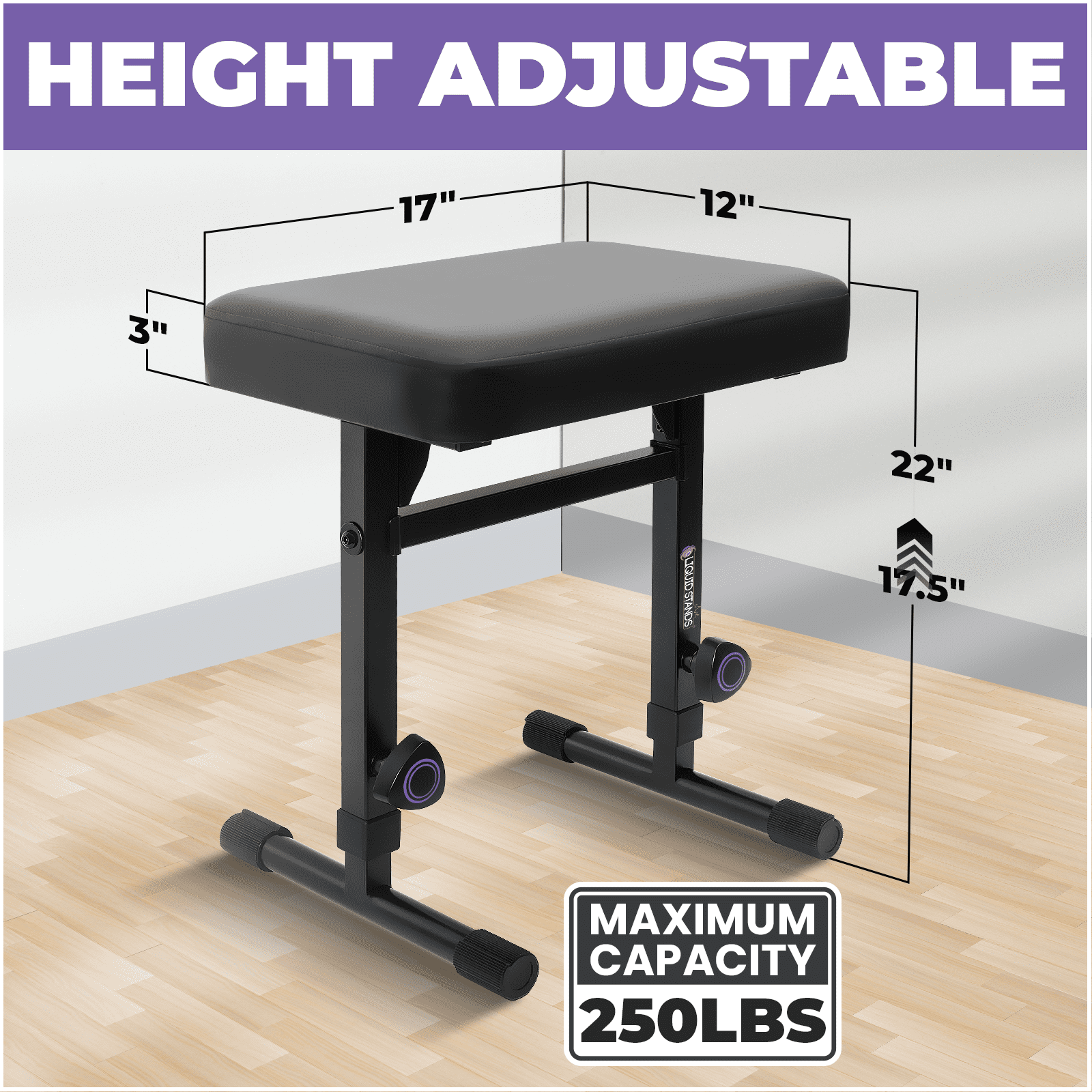 Liquid Stands Foldable Piano Keyboard Stand and Bench Set, caster wheels - Portable Heavy Duty Digital Piano Stand for 54-88 Key Electric Piano, Adjustable Piano Bench Stool Keyboard Music Stand Seat