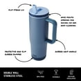 thumbnail image 3 of BUILT Cascade 40 oz Stainless Steel Tumbler Water Bottle with Flip Top Straw and Handle, Blue, 3 of 11