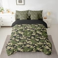 thumbnail image 2 of Feelyou Green Camouflage Abstract Bedding Comforter Set 7 Pieces, Vintage Fashion Camo Full Bedding Set, Teens Kids Boys Girls Reversible Fitted Sheet Flat Sheet, Super Cozy Room Decor, 2 of 7