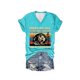 thumbnail image 2 of Fiudx Ofertas Flash Del Día Solo En Línea Tops con Estampado de Moda para Mujer, Blusa de Manga Corta con Cuello En V, Camisetas, 2 of 3