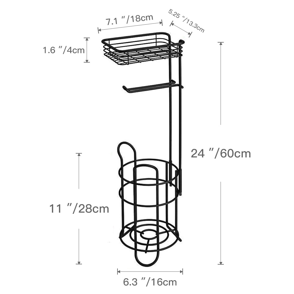 Lowestbest Toilet Paper Holder, Tissue Roll Dispenser with Bathroom Storage Shelf, Holds Reserve Mega Rolls