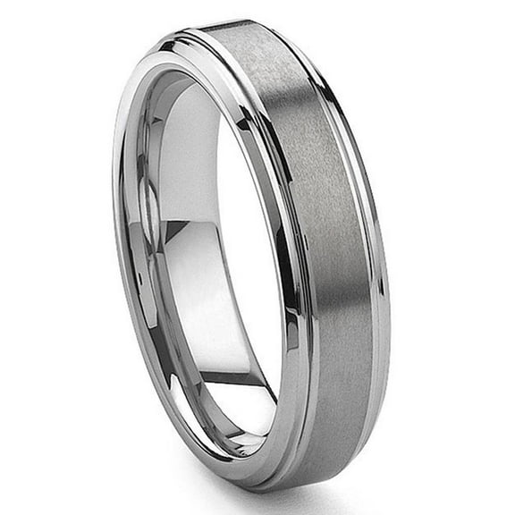Andrea Jewelers 6MM Tungsten Carbide Wedding Band Ring With Stepped Edges Sz 10.0