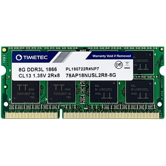 Timetec Compatible 8 Go DDR3L 1866MHz PC3-14900 Non Tamponné Non-ECC 1.35V CL13 2Rx8 Double Rangée 204 Broches SODIMM Mémoire RAM