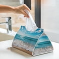 thumbnail image 6 of Uemuo Sunny Ocean Waves Pattern Tissue Box Cover Holder, Triangle with Bottom Belt - PVC Leather Decorative Organizer for Tabletop, Bathroom, Car, Office, 6 of 9