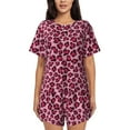 thumbnail image 1 of Balery Rose Leopard Print Conjunto de Pijama para Mujer con Estampado, Dos Piezas de Manga Corta y Shorts, Ropa de Dormir Suave con Cuello Redondo y Bolsillos-4X-Large, 1 of 6