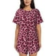 thumbnail image 1 of Balery Rose Leopard Print Conjunto de Pijama para Mujer con Estampado, Dos Piezas de Manga Corta y Shorts, Ropa de Dormir Suave con Cuello Redondo y Bolsillos-Medium, 1 of 6