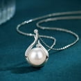 thumbnail image 3 of Kripyery Necklace Pendant Water Drop-shaped Faux Pearl Jewelry Shining Cubic Zirconia Pendant Clavicle Chain for Wedding, 3 of 7