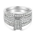 thumbnail image 3 of Haus of Brilliance .925 Sterling Silver 3/4 Cttw Womens Round Cut Natural Diamond Prong Setting Rhodium Plated Composite Engagement Band Ring Set (I-J Color, I3 Clarity) - Size 8, 3 of 7
