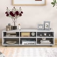 thumbnail image 5 of Topbuy Wood TV Stand TV Console Cabinet w/ 6 Open Compartments 3 Adjustable Shelves Adjustable Footpads 6 Cubby Media Console Center for TVs, 5 of 10