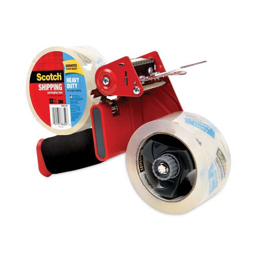 Packaging Tape Dispenser With Two Rolls Of Tape, 3" Core, For Rolls Up To 2" X 60 Yds, Red | Bundle of 10 Packs