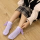 thumbnail image 5 of Calcetines para bebés y niñas, calcetines de vestir transpirables de malla con lazo para niños pequeños, calcetines de uniforme para niños, color sólido, 4 pares, 5 of 7