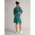 thumbnail image 4 of Zaccai Women's Teal Georgette Geometric Side Cut-Out Dress, 4 of 6