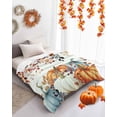 thumbnail image 4 of Fall Orange Flannel Blanket for Bed,Travel and Camping, Blue Watercolor Pumpkins Autumn Leaves Farmhouse Super Soft Cozy Blanket for All Seasons 40"x60", 4 of 6