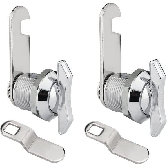 2-Pack THUMB Offset Cam Lock - NO KEY Needed! Easy Tool-Free Install for RV Storage Doors, Cabinets, Mailbox & Drawers, Fits 0.63" Doors!