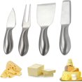 thumbnail image 1 of Juego de 4 piezas de X rebanador de queso de acero inoxidable, pala para queso, tenedor para queso, 1 of 5