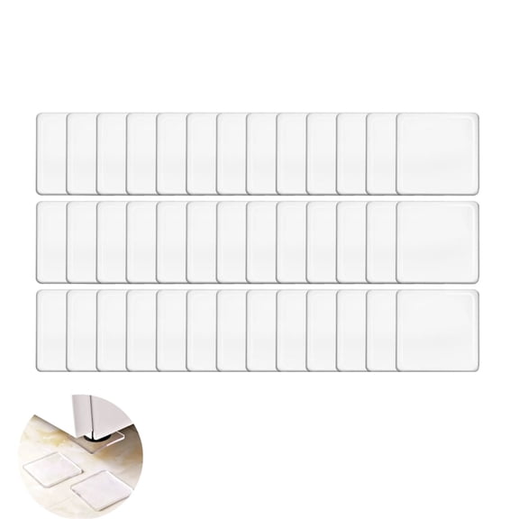 40 Pcs Clear Non Slip Furniture Pads 1.57 Inch Square Self Adhesive Grippers Anti Slide Hardwood Floors Protectors for Hardwood Floors, Couch Stoppers
