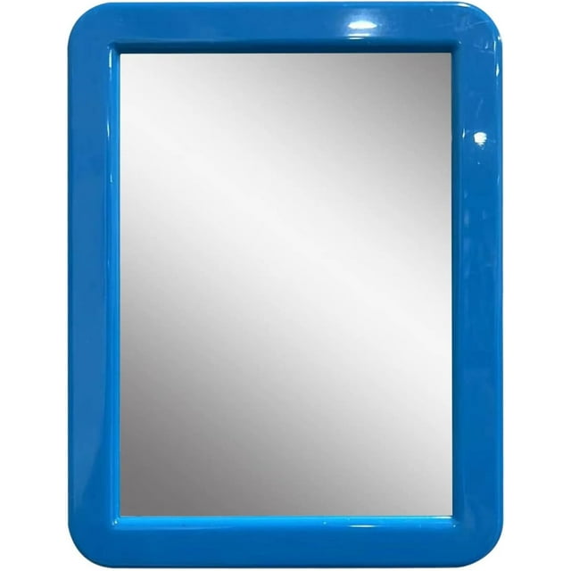 PTY Magnetic Real Glass Mirror for School or Gym Locker, 5" x 7" Blue Framed - Locker Accessory - Small Makeup Mirror for Fridge, Toolbox, Office Cabinet, Workshop