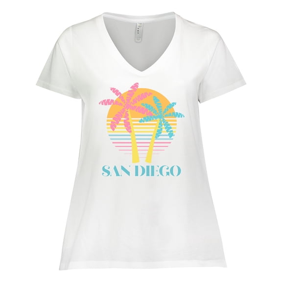 Inktastic San Diego California Beach Vacation Women's Plus Size V-Neck T-Shirt