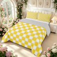 thumbnail image 2 of Manfei Geometric Check Queen Comforter Set,Classic Checkered Comforter Sets Queen,Orange Yellow,Light Gray Reversible,3 Pieces,1 Comforter and 2 Pillowcases,3 Pieces,1 Comforter and 2 Pillowcases, 2 of 7