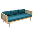 thumbnail image 6 of Wood Daybed For 3 Seaters With Arms - Cushions Water- Upholstery Slat Paneled 67.5"w X 32"d 23.72"h Seater , Panel Seat 69.27” W 31.52” D 23.72” H, 6 of 6