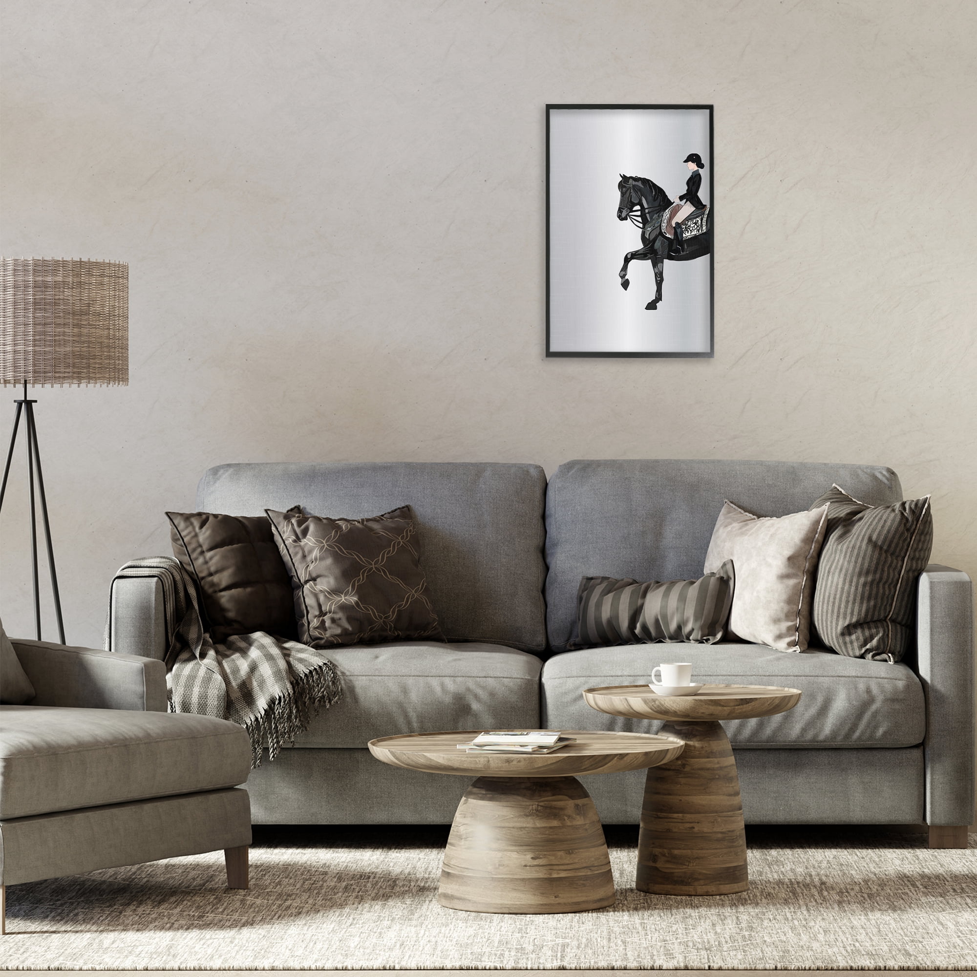 Stupell Industries Silver Rider Jockey Animals & Insects Painting Black Framed Art Print Wall Art, 16 x 24