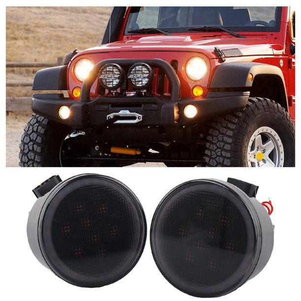 Gwong Autos Las luces de la señal de la señal de giro del LED de 2 piezas Luces de funcionamiento de DRL Súper brillante con halo para Jeep Wrangler 07-17 Gwong 24017388