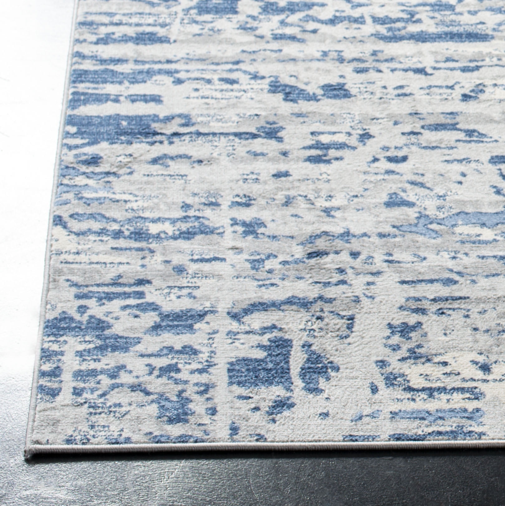 SAFAVIEH Jasper Brandt Abstract Overdyed Runner Rug, Ivory/Blue, 2' x 10'