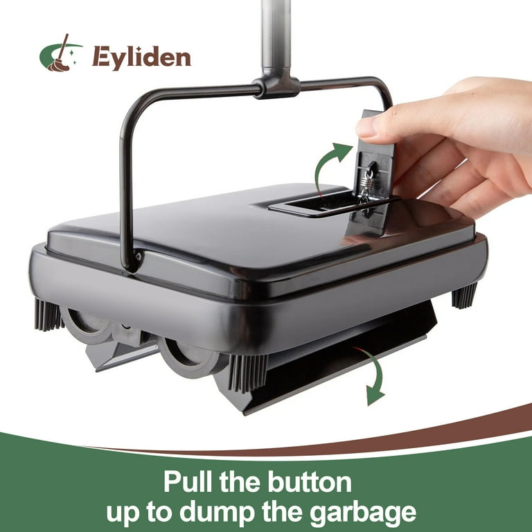 Eyliden Hand Push Carpet Sweeper, Non-Electric, Black for Carpet