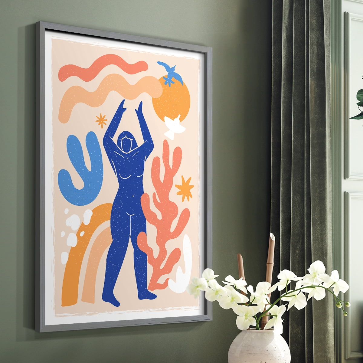Matisse CCCLX in Gray Solid Wood 22 x 28 Framed Print
