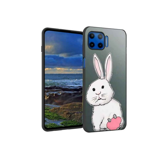 Compatible with Moto One 5G Phone Case, Cute-Rabbit-39 Case Men Women, Flexible Silicone Shockproof Case for Moto One 5G