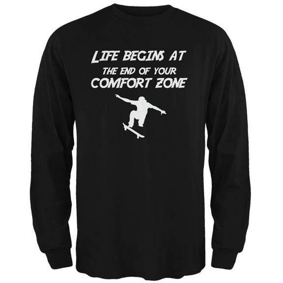 Comfort Zone Skateboarding Black Adult Long Sleeve T-Shirt - Medium