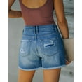 thumbnail image 4 of ONLYSHE High Waisted Frayed Ripped Casual Denim Shorts, 4 of 7