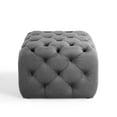 thumbnail image 4 of Tufted Accent Chair Ottoman, Square, Velvet, Grey Gray, Modern Contemporary Urban Design, Living Lounge Room Hotel Lobby Hospitality, 4 of 7