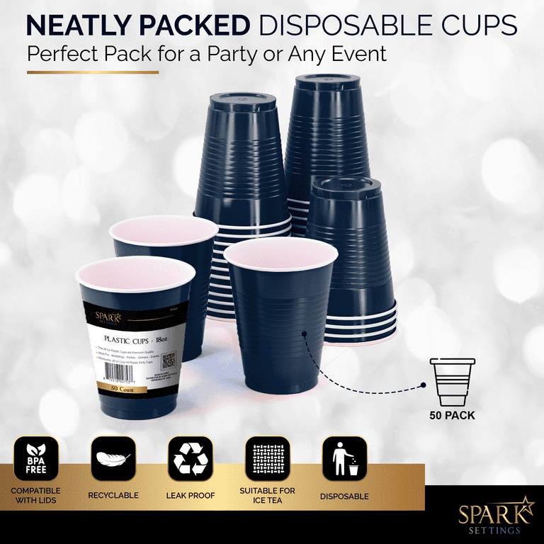 Plastic Cups - Black Round Plastic Party Cups