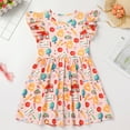 thumbnail image 2 of IWEMEK Girl's Dresses Round Neck Comfort Color Casual Dress Flutter Sleeve Dressy Fashion Outfit Girls Party Dress 4T-7T, 2 of 6