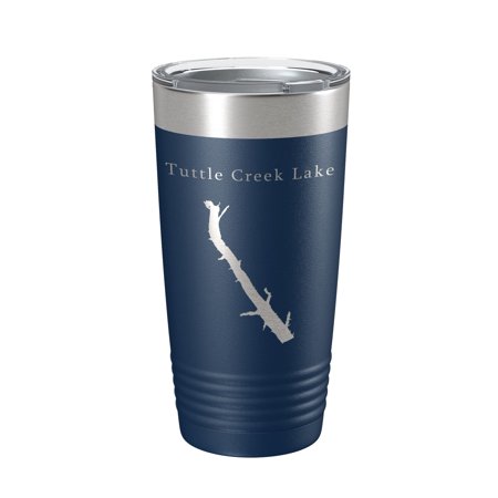 

Tuttle Creek Lake Map Tumbler Travel Mug Insulated Laser Engraved Coffee Cup Kansas 20 oz Navy Blue