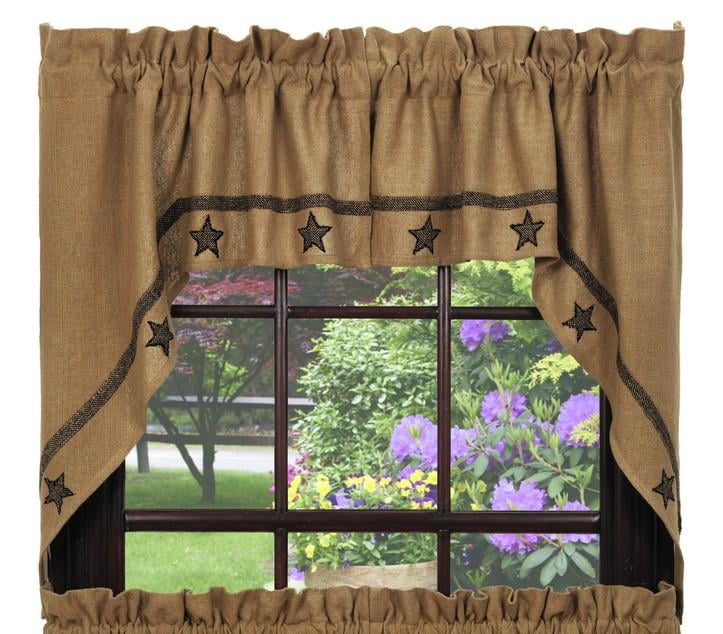 2 inch rod pocket Pinecone Swag Set Window Curtains Pair 72x36 total 