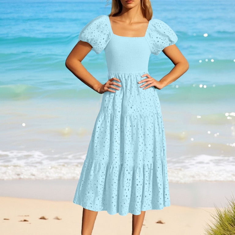 blue contrast color dress Ombre Contrast Colored A Line Prom Dress Pleated V Neck Long Formal Dress ARD2496 main image 1