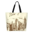 thumbnail image 1 of Fotbe New York Bolsa Tote Estética de Lona con Estampado para Mujer - Bolsa Reutilizable de Hombro Casual para Vacaciones, Compras, Trabajo y Gimnasio, 1 of 8